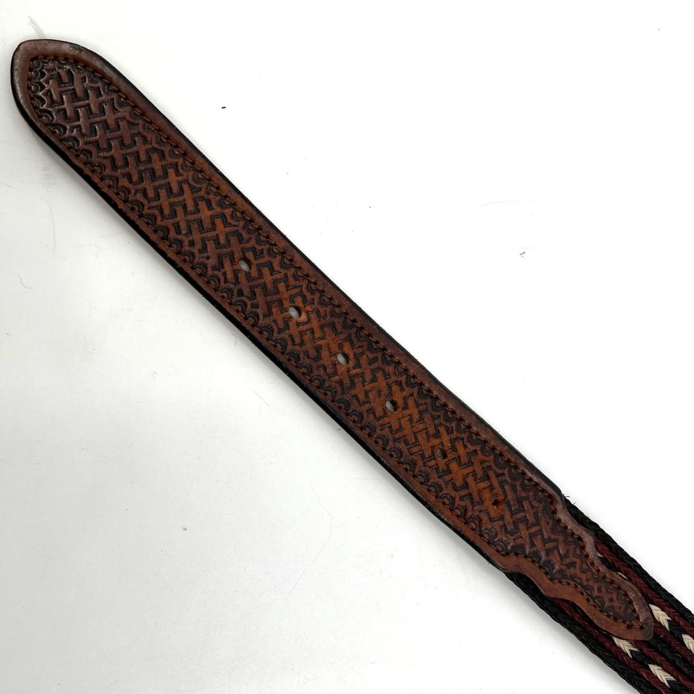 Western Horsehair Braided Belt‎ Blank Size 36 Hand Tooled Leather Brown - Picture 5 of 7